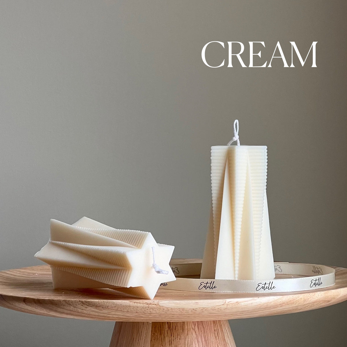 Ribbed Star Soy Pillar Candle: Minimalist Home Decor