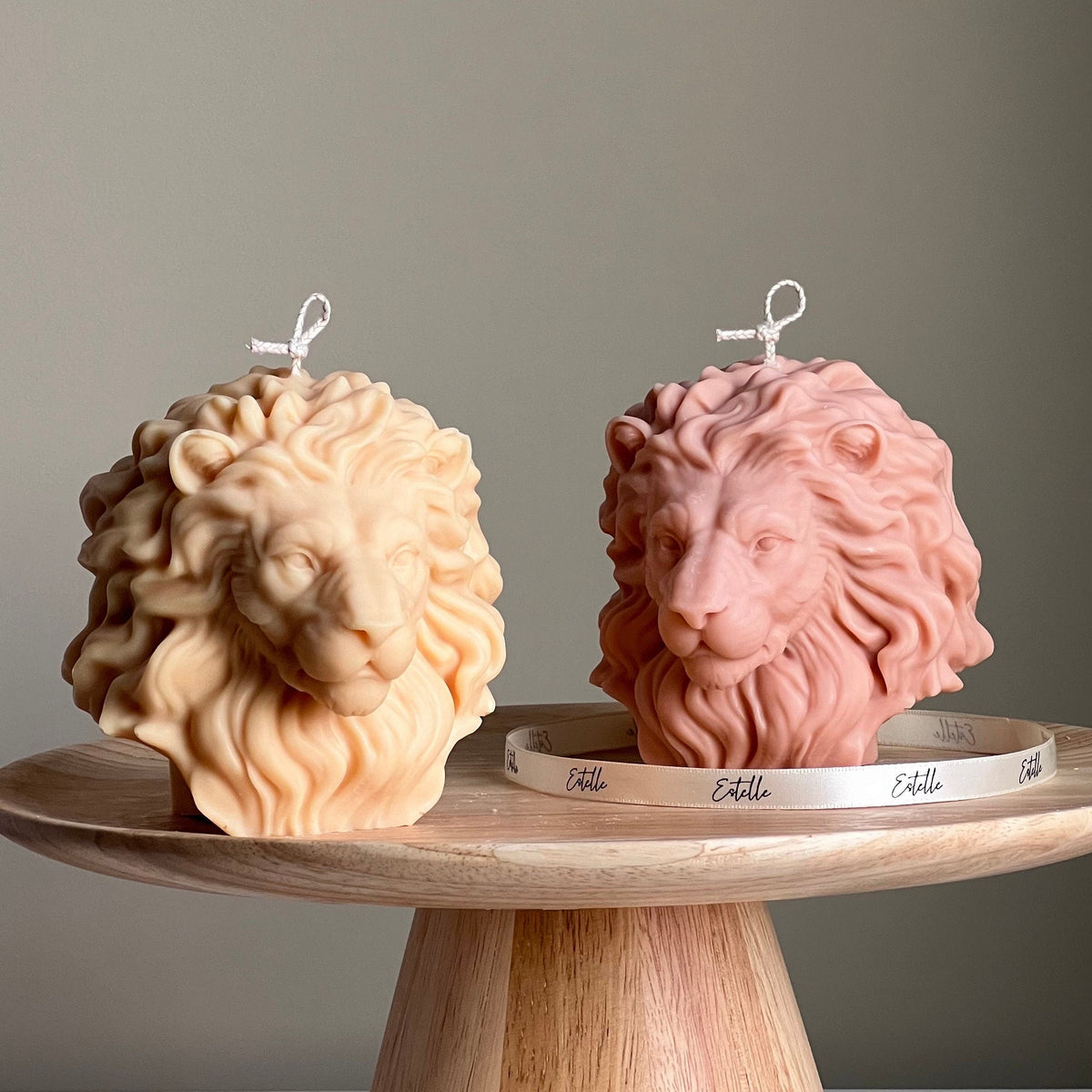 Bougie Lion Faite à la Main : Bougie Animale Sculpturale en Cire de Soja