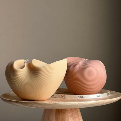 Grande bougie en cire de soja Coquillage | Décoration unique en forme de coquille de palourde