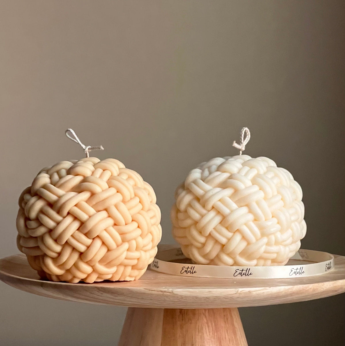 Bougie boule de fil faite à la main : Décoration d'intérieur végétalienne tendance en corde