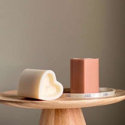 Heart Soy Pillar Candle | Minimalist Home Decor