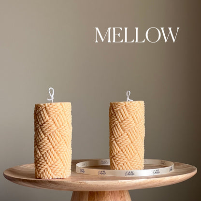 Bougie pilier en soja tricoté | Décoration sculpturale pour la maison