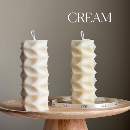 Geometric Soy Pillar Candle: Sculptural Home Decor