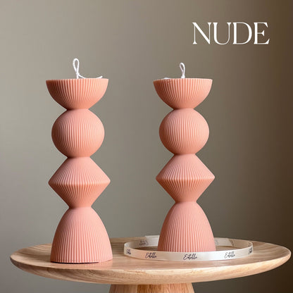 Bougie pilier géométrique en soja : Décoration d'intérieur sculpturale
