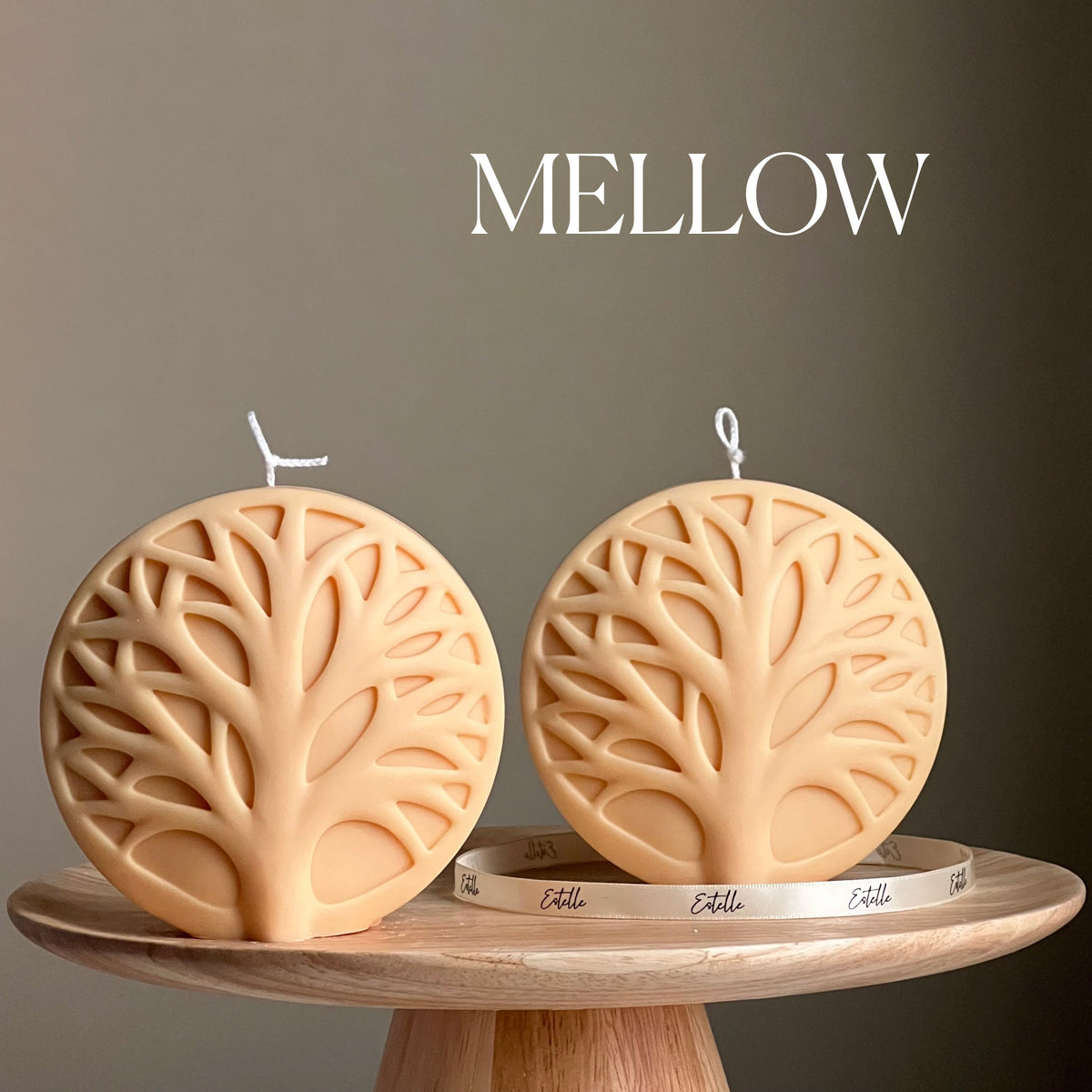 Bougie Pilier Ronde Médaillon Arbre Fait Main | Bougie Décorative