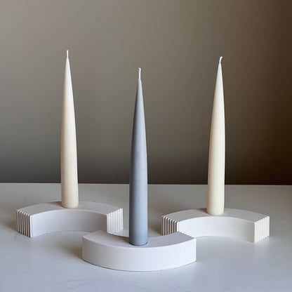 Bougeoir Minimaliste en Jesmonite : Décoration Géométrique pour Bougie Conique