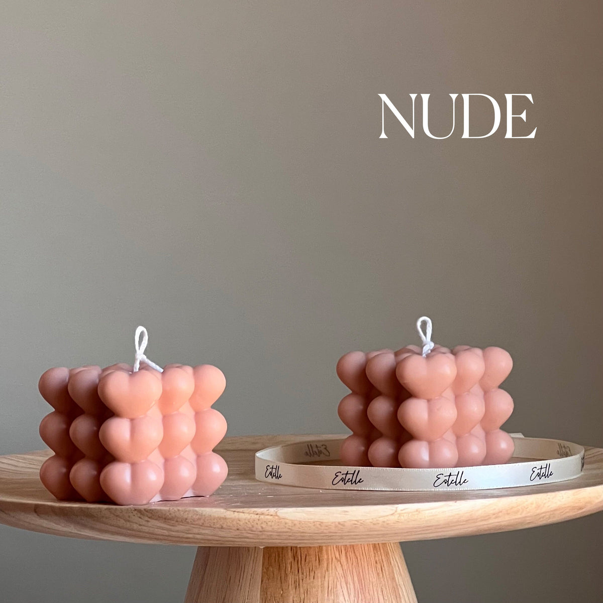 Bougie en cire de soja Cœur Cube | Décoration d'intérieur faite à la main