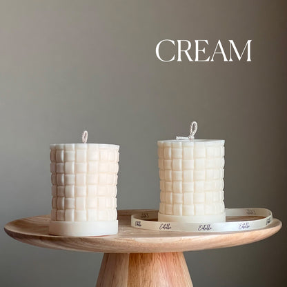 Large Knitted Soy Pillar Candle | Custom Color & Scent