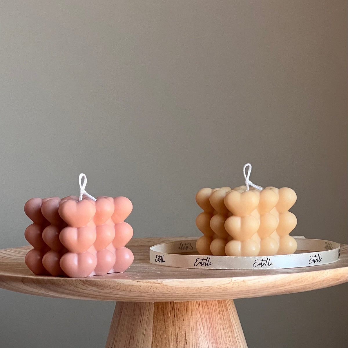 Bougie en cire de soja Cœur Cube | Décoration d'intérieur faite à la main