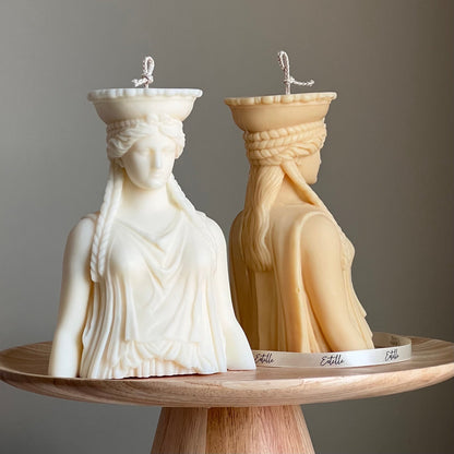 Bougie Caryatide : Bougie pilier sculpturale en cire de soja