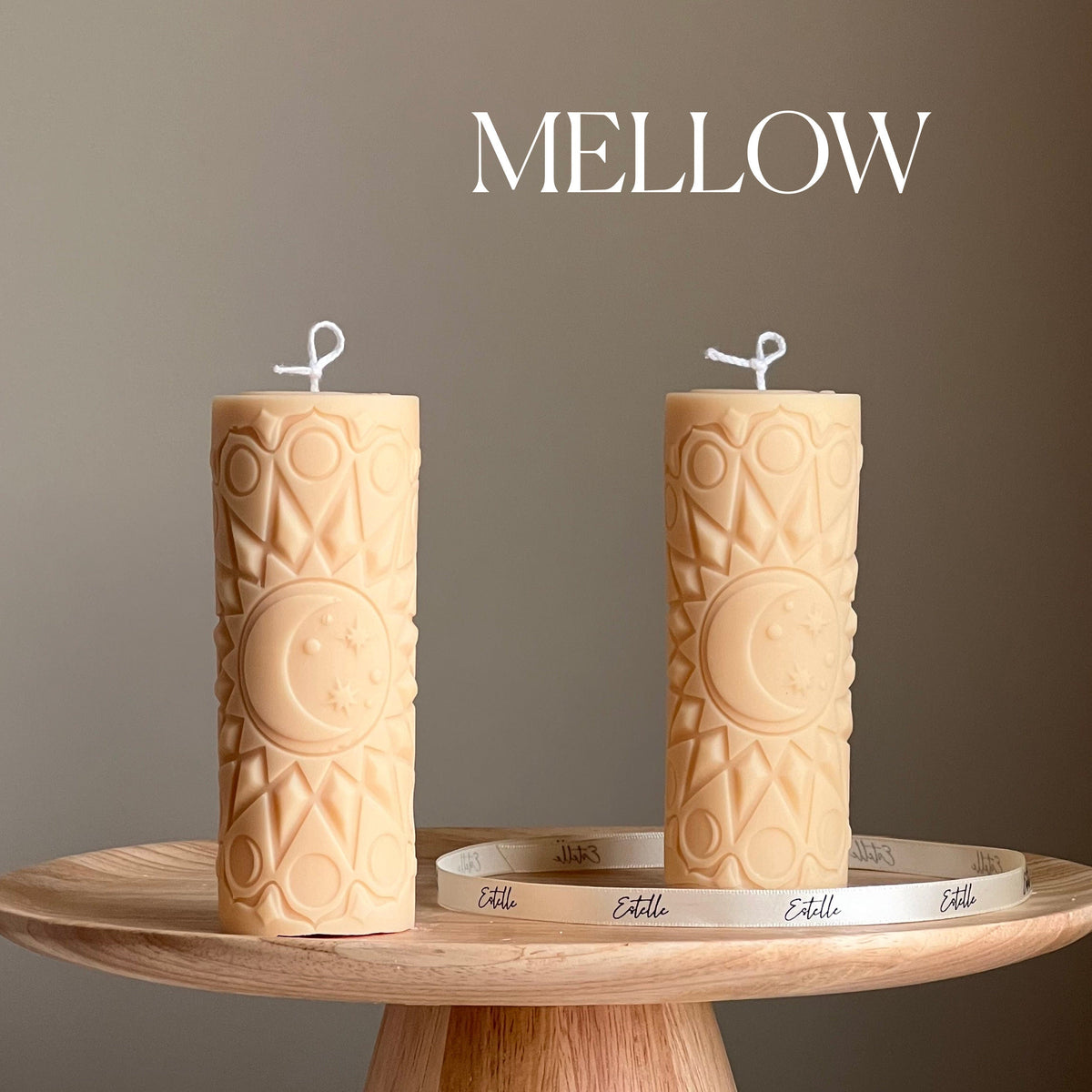 Moon Mandala Pillar Candle | Handmade Soy Wax Decorative Candle