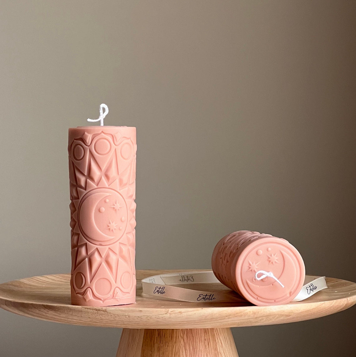 Moon Mandala Pillar Candle | Handmade Soy Wax Decorative Candle