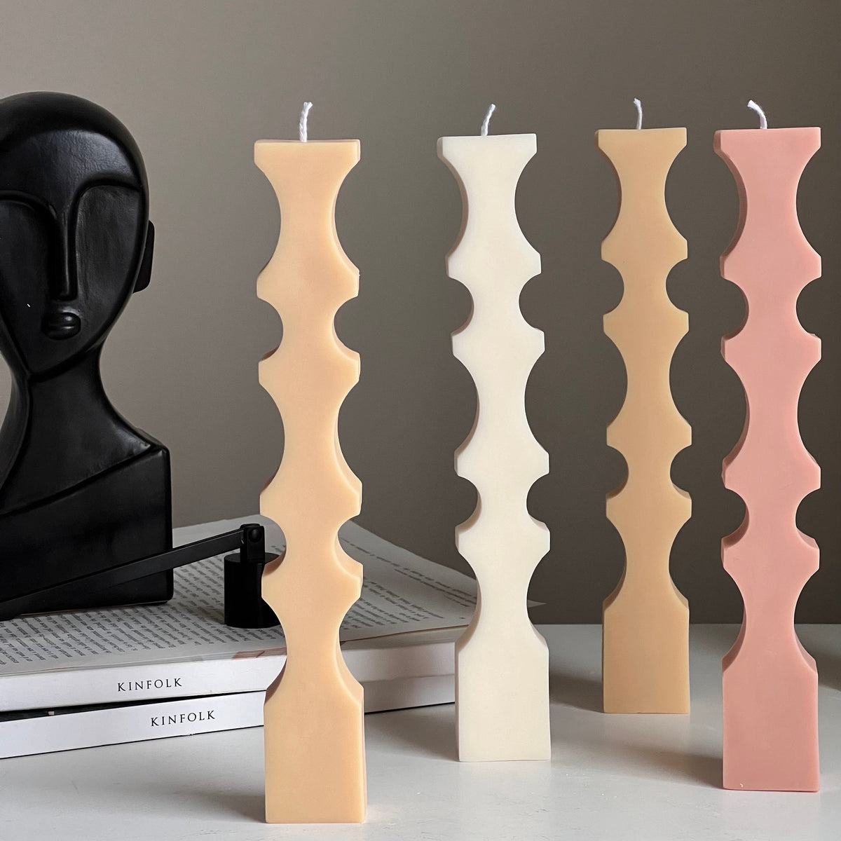 Bougie en cire de soja Greko Geometric : Bougie pilier décorative