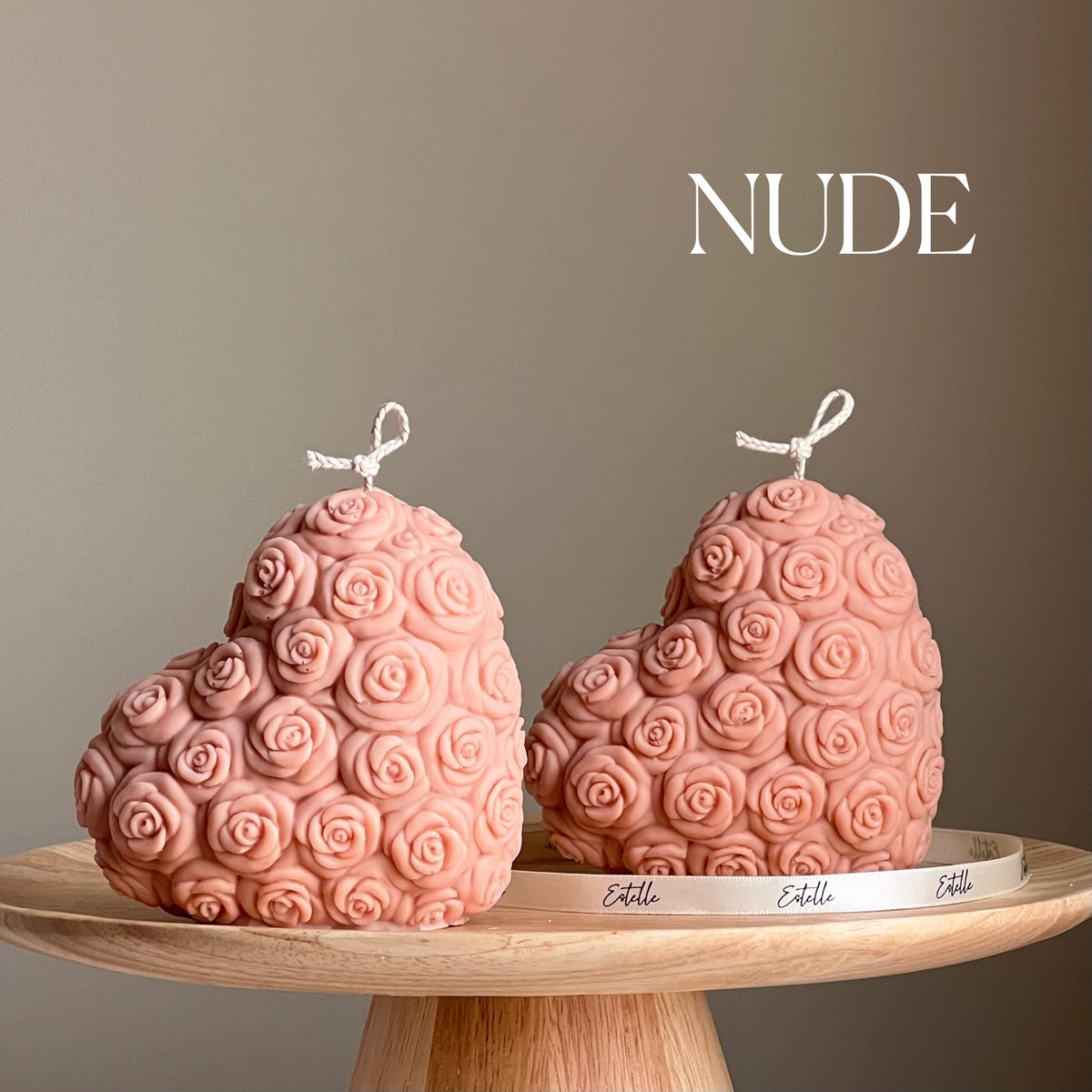Bougie Cœur Rose Faite à la Main | Pilier Décoratif en Cire de Soja