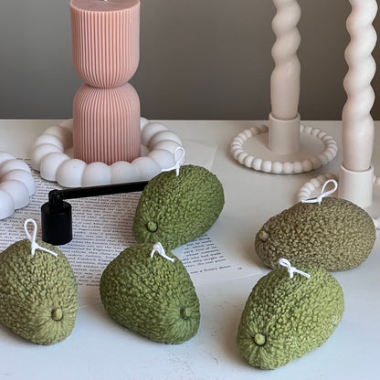 Bougie en forme d'avocat : Bougie végétalienne en cire de soja parfumée