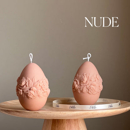 Bougie Rose Œuf de Pâques : Décoration printanière faite à la main en cire de soja