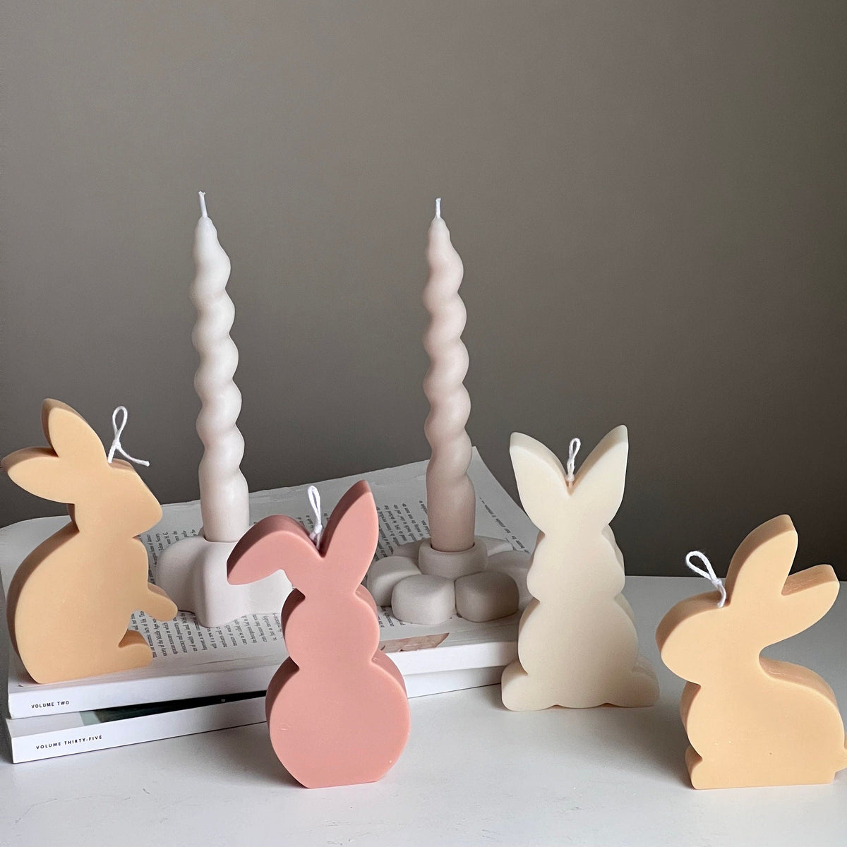 Ensemble de bougies de Pâques au lait de soja : Décoration printanière pastel