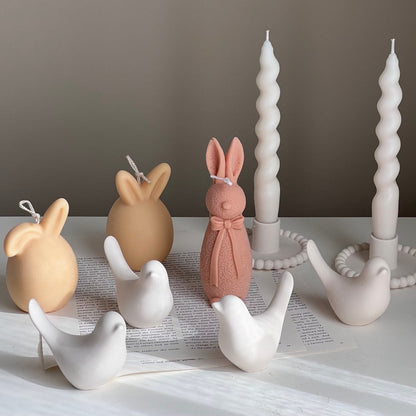 Décor printanier d'oiseaux en pierre faits à la main : cadeau scandinave en jesmonite