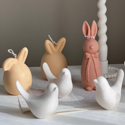 Décor printanier d'oiseaux en pierre faits à la main : cadeau scandinave en jesmonite