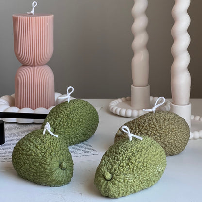 Bougie en forme d'avocat : Bougie végétalienne en cire de soja parfumée