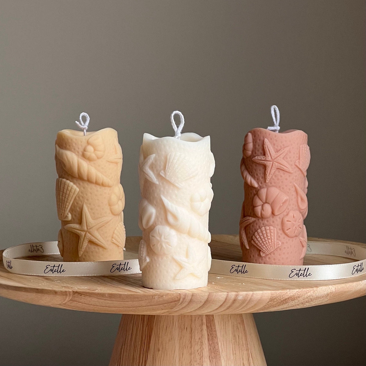 Bougie Artisanale en Cire de Soja | Pilier Conque, Décoration d'Intérieur