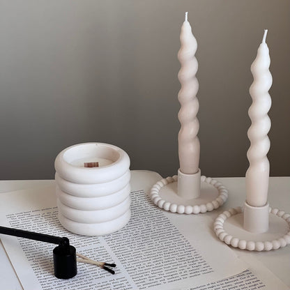 Bougie à la cire de soja "Donut Jar" | Mèche en bois, Pot en Jesmonite