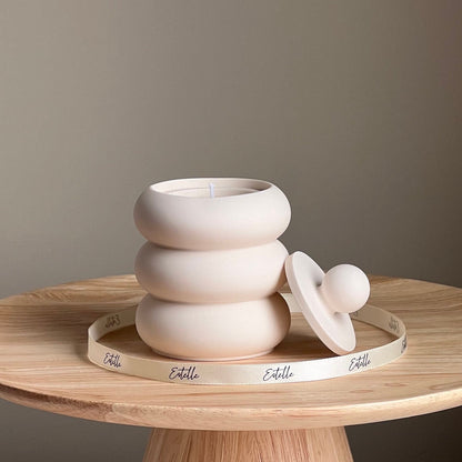 Donut Jar Soy Candle: Wood Wick, Jesmonite Vessel, Handmade