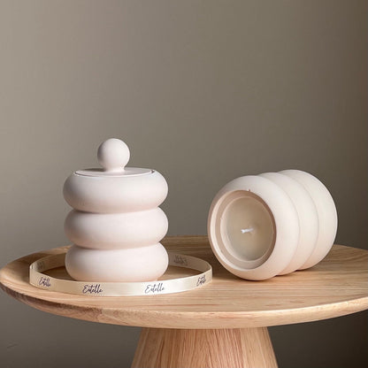 Donut Jar Soy Candle: Wood Wick, Jesmonite Vessel, Handmade