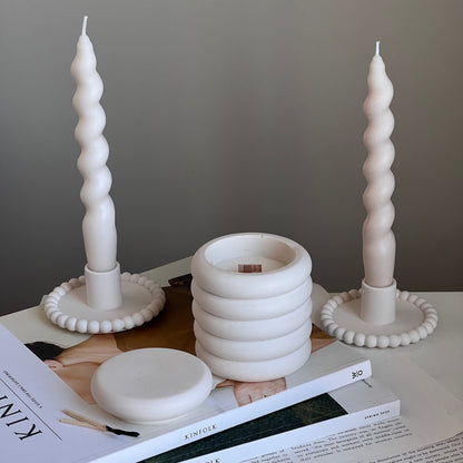 Bougie à la cire de soja "Donut Jar" | Mèche en bois, Pot en Jesmonite