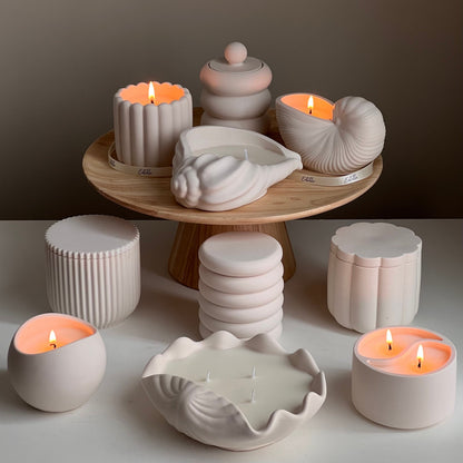 Sea Shell Soy Wax Candle in Jesmonite Vessel: Handmade Scented Candle