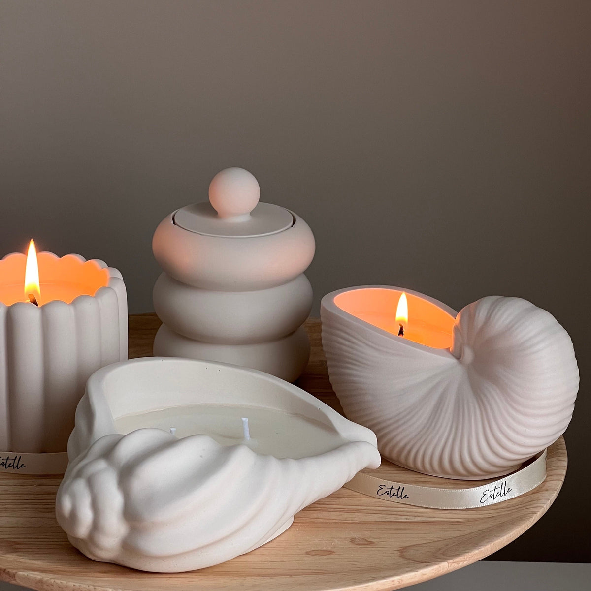 Donut Jar Soy Candle: Wood Wick, Jesmonite Vessel, Handmade