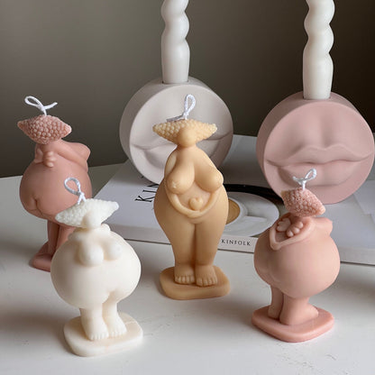 Curvy Body Soy Candle: Handmade Woman Torso Sculpture