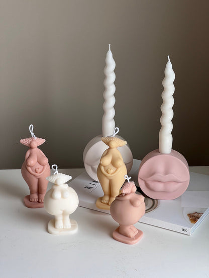 Curvy Body Soy Candle: Handmade Woman Torso Sculpture