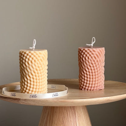 Bougie Pilier Géométrique en Soja : Décoration Intérieure Minimaliste