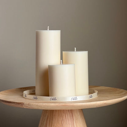 Bougie pilier artisanale en cire de soja : Bougie décorative