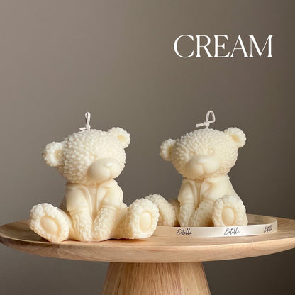 Bougie Ours en Peluche Faite Main en Cire de Soja : Cadeau Décoration Chambre d'Enfant