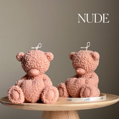 Bougie Ours en Peluche Faite Main en Cire de Soja : Cadeau Décoration Chambre d'Enfant