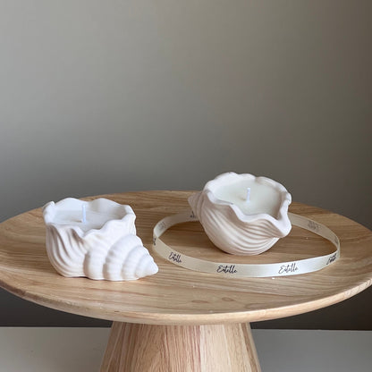 Bougie en cire de soja « Shell Jar » | Récipient fait main en jesmonite