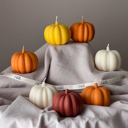 Bougie artisanale à la cire de soja citrouille : Décoration d'automne et d'Halloween