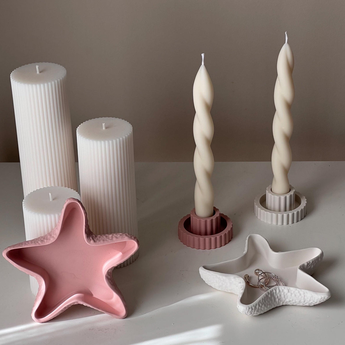 Plat à bijoux étoile de mer en Jesmonite : Plateau décoratif style scandinave