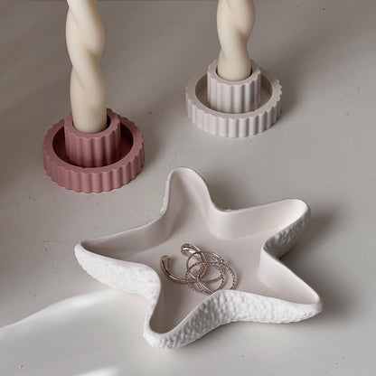 Plat à bijoux étoile de mer en Jesmonite : Plateau décoratif style scandinave