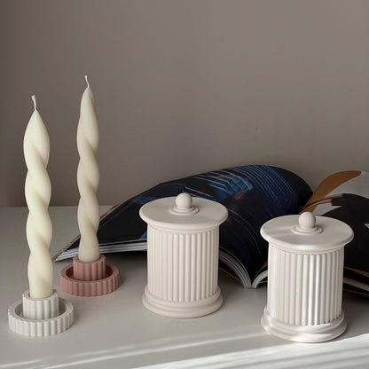 Ribbed Roman Jar Soy Candle | Jesmonite Vessel, Housewarming Gift