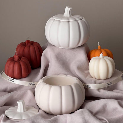 Pumpkin Jar Soy Wax Candle: Handmade Jesmonite Vessel, Autumn Scent