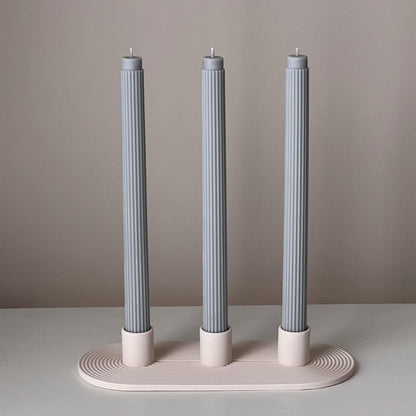 Bougeoir géométrique en Jesmonite : Centre de table minimaliste à 3 bougies