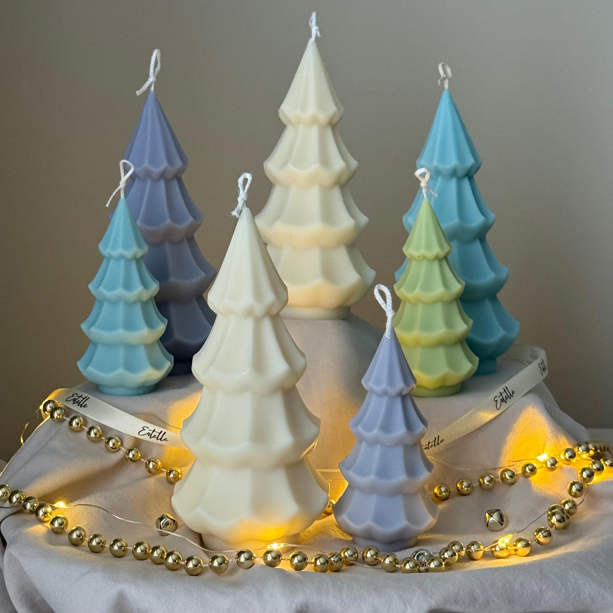 Handmade Ribbed Christmas Tree Candle: Soy Wax Holiday Decor
