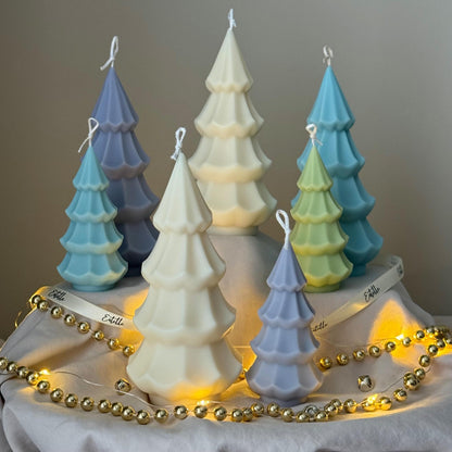 Handmade Ribbed Christmas Tree Candle: Soy Wax Holiday Decor