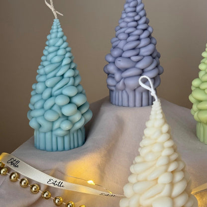 Handmade Snow Christmas Tree Soy Candle: Holiday Decor Gift