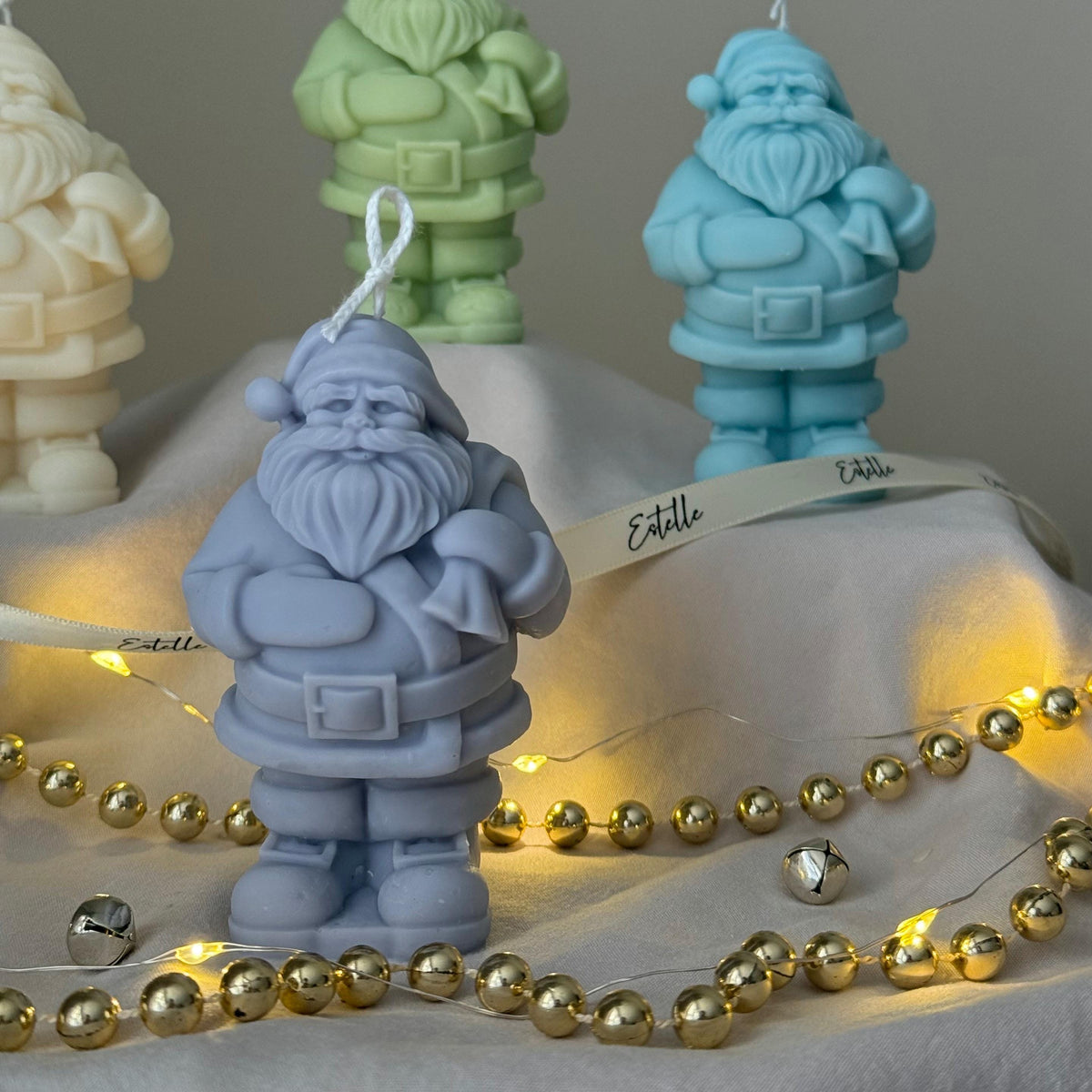 Bougie de soja Père Noël coulée à la main : Cadeau de décoration de Noël