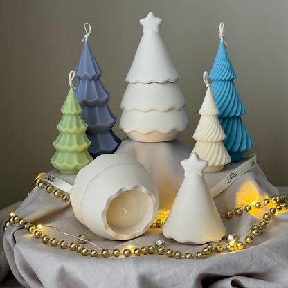 Bougie en cire de soja dans un pot Arbre de Noël : Décoration en Jesmonite faite à la main