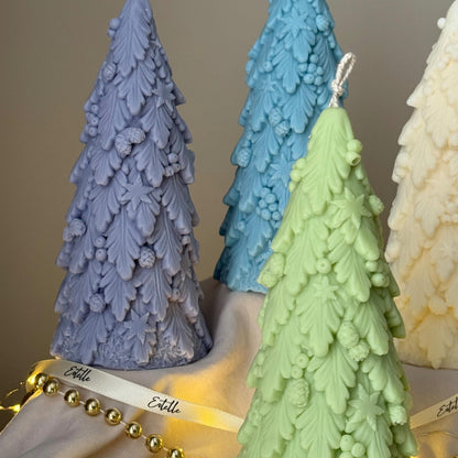 Grande bougie sapin de Noël : Décoration festive en cire de soja coulée à la main